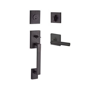 Single Cylinder La Jolla Handleset Tube Lever Contemporary Square Rose with 6AL Latch and Dual Strike Venetian Bronze Finish