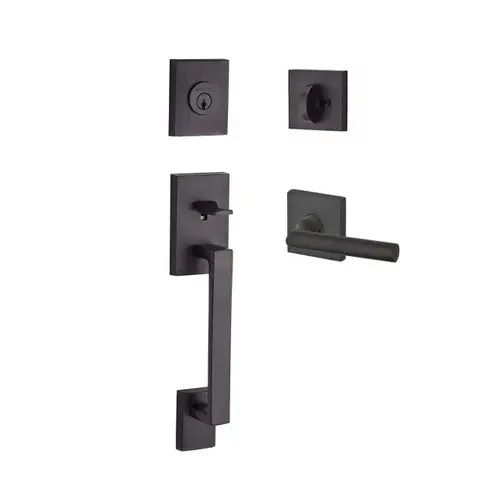 Single Cylinder La Jolla Handleset Tube Lever Contemporary Square Rose with 6AL Latch and Dual Strike Venetian Bronze Finish