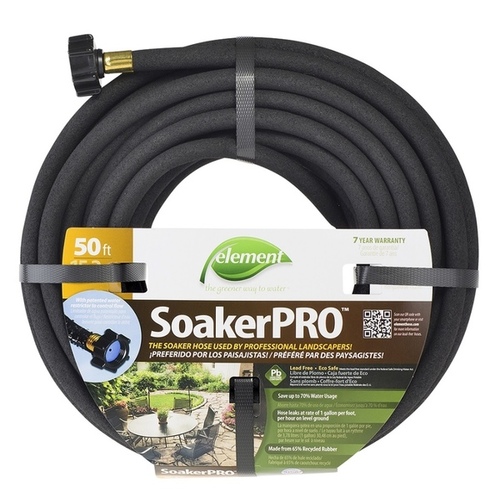 ELSP38050 Soaker Hose, 50 ft L, Rubber, Black