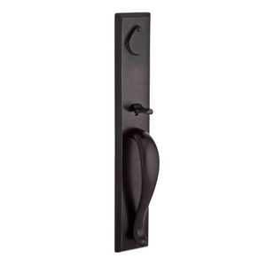 Single Cylinder Longview Handleset Left Hand Arch Lever and Rustic Arch Rose with 6AL Latch, Dual Strike, and SmartKey Dark Bronze Finish
