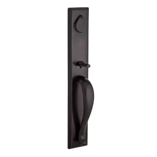Single Cylinder Longview Handleset Left Hand Arch Lever and Rustic Arch Rose with 6AL Latch, Dual Strike, and SmartKey Dark Bronze Finish