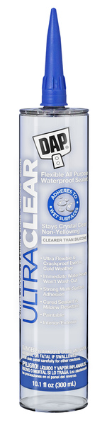 DAP 18388 Ultra Clear Sealant, Crystal Clear, 20 to 120 deg F, 10.1 oz Cartridge