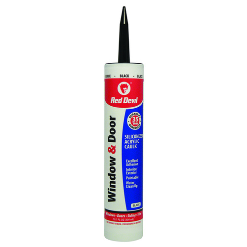 Siliconized Acrylic Caulk, Black, -20 to 180 deg F, 10.1 fl-oz Cartridge