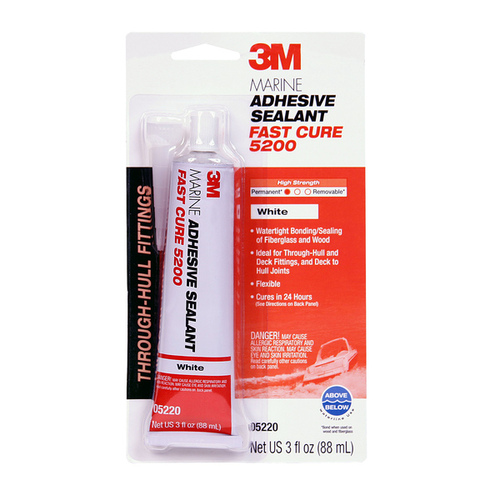 05220 Marine Adhesive Sealant, Medium Paste, Slight, White, 3 oz Tube