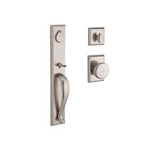 Single Cylinder Longview Handleset Rustic Knob and Rustic Square Rose with 6AL Latch and Dual Strike White Bronze Finish