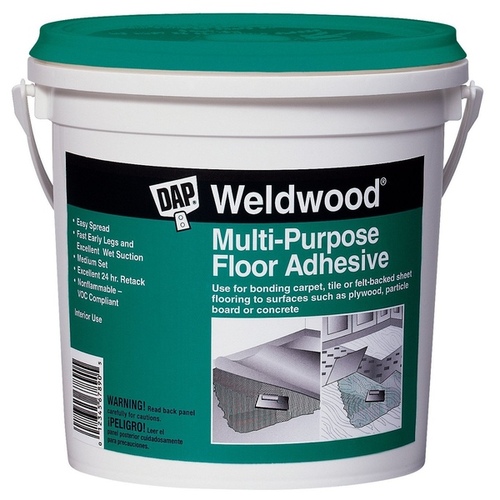 Floor Adhesive, Paste, Slight, Off-White, 1 qt Pail