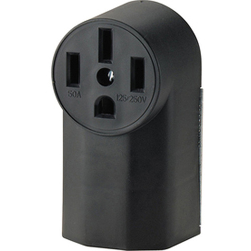 Power Receptacle, 3 -Pole, 125/250 V, 50 A, NEMA: NEMA 14-50R, Black