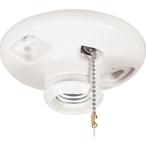 Eaton 659-SP Ceiling Lamp Holder Porcelain with Pull Chain White