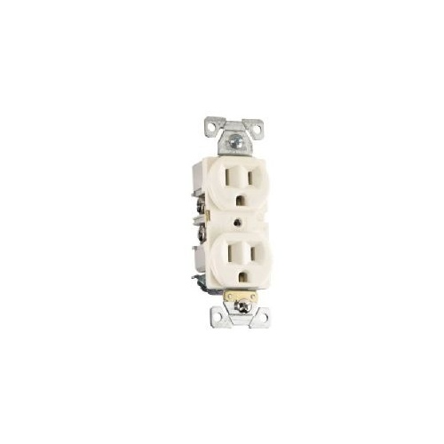 -SP Duplex Receptacle, 2 -Pole, 15 A, 125 V, Back, Side Wiring, NEMA: 5-15R, Ivory