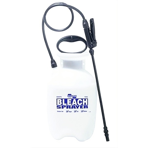 Bleach Sprayer, 1 gal Tank, Poly Tank, 34 in L Hose