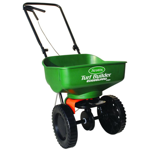 Turf Builder Mini Broadcast Spreader, 5000 sq-ft Coverage Area, 60 in W Spread, 23 lb Capacity Green