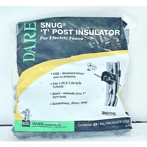 Snug T-post Insulator - Black pack of 25