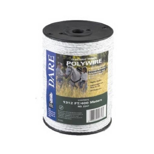 Electric Fence Wire, White Poly & 3-Wire Stainless Steel, 1,312-Ft. Spool