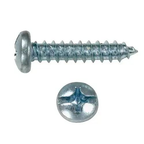 Screw, #14 Thread, Pan Head, Phillips, Slotted Drive, Diamond Point, Steel, Zinc, 100 PK - pack of 100