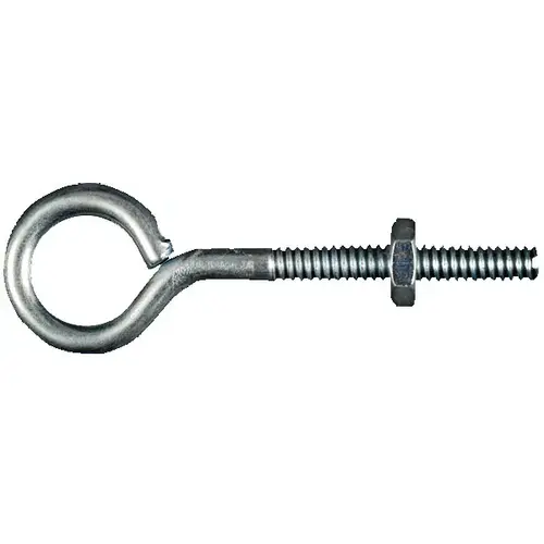 Eye Bolt, #10-24 Thread, 1-1/4 in L Thread, 1/2 in ID Dia Eye, 1.69 in L Shank, Steel, Zinc - pack of 20