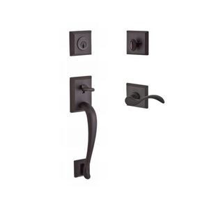 Single Cylinder Napa Handleset Right Hand Curve Lever and Traditional Square Rose with 6AL Latch and Dual Strike Venetian Bronze Finish