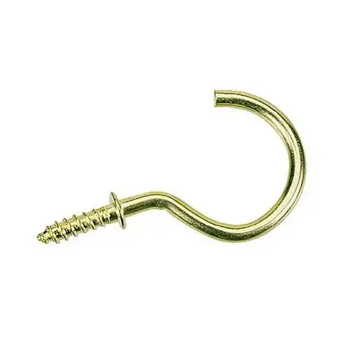 Cup Hook, 0.64 in Opening, 2.07 in L, Brass Gold - pack of 2