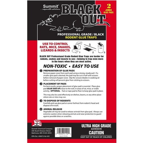 Summit 1192-36 Pest Control BlackOut Non-Toxic Glue Pad For Mice and Rats Pair