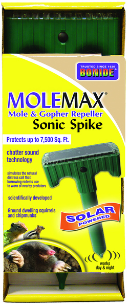 Molemax 61121 Sonic Stake Repeller, Solar-Powered, 4-3/4 in L Green