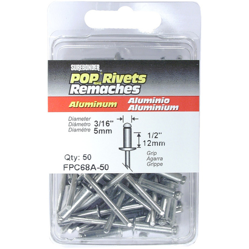 Surebonder Aluminum POP Rivets 3/16" pack of 50