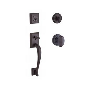 Single Cylinder Napa Handleset Ellipse Knob and Traditional Round Rose with 6AL Latch and Dual Strike Venetian Bronze Finish