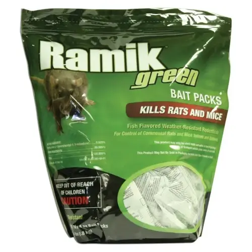 Ramik Mouse Killer, Nugget, 4 oz Pouch Green - pack of 16