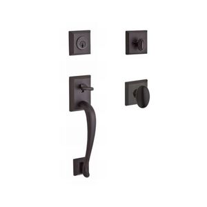 Single Cylinder Napa Handleset Ellipse Knob and Traditional Square Rose with 6AL Latch and Dual Strike Venetian Bronze Finish