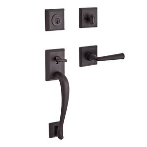Single Cylinder Napa Handleset Right Hand Federal Lever and Traditional Square Rose with 6AL Latch and Dual Strike Venetian Bronze Finish
