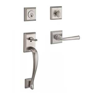 Single Cylinder Napa Handleset Right Hand Federal Lever and Traditional Square Rose with 6AL Latch and Dual Strike Satin Nickel Finish