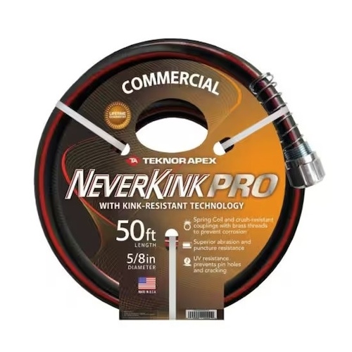 Teknor Apex 8844-50 Hose NeverKink Pro 5/8" D X 50 ft. L Heavy Duty Contractor Grade Black Black