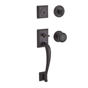 Single Cylinder Napa Handleset Round Knob and Traditional Round Rose with 6AL Latch and Dual Strike Venetian Bronze Finish