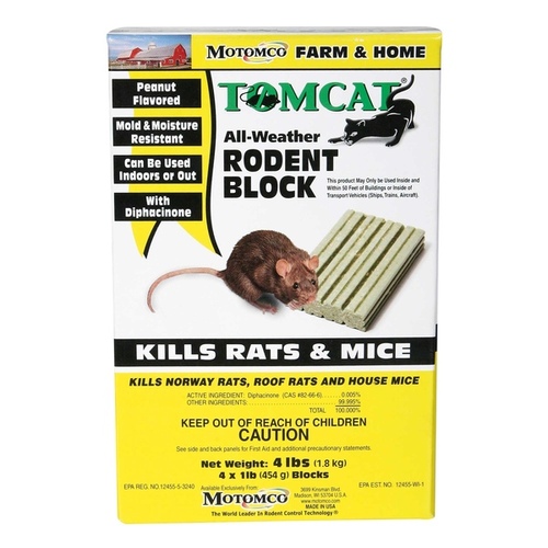 Motomco 32465 Rodent Bait, 1-Lb. Block  pack of 4