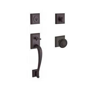 Single Cylinder Napa Handleset Traditional Knob and Traditional Square Rose with 6AL Latch and Dual Strike Venetian Bronze Finish