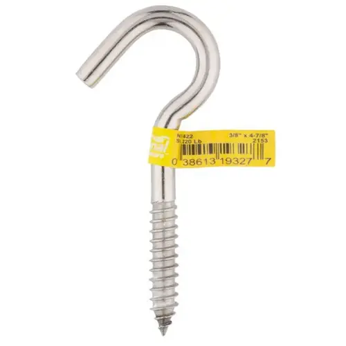 2153BC 3/8" x 4-7/8" Screw Hook Stainless Steel Finish - pack of 10