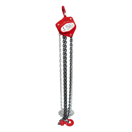 400 Series Chain Block, 1 ton Capacity, 10 ft H Lifting, 12-11/16 in Between Hooks