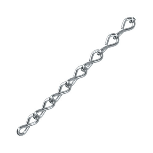 Single Jack Chain, #16, 250 ft L, Zinc, Galvanized, 10 lb Working Load