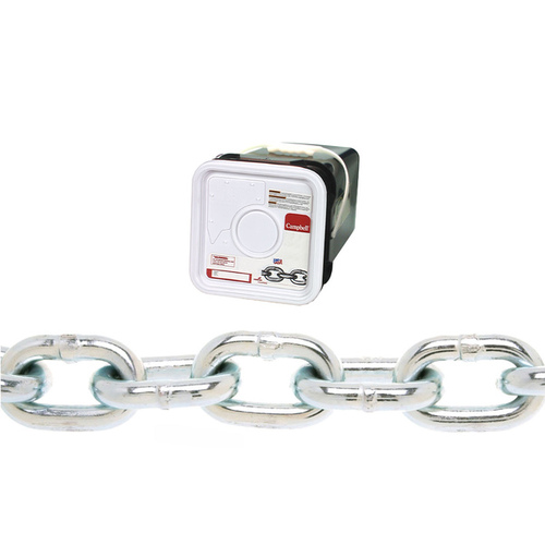 Proof Coil Chain, 3/8 in, 45 ft L, 30 Grade, Steel, Zinc