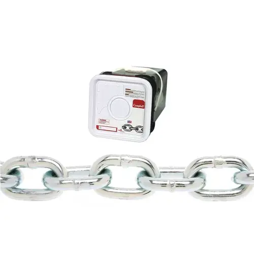 Proof Coil Chain, 3/16 in, 150 ft L, 30 Grade, Steel, Zinc