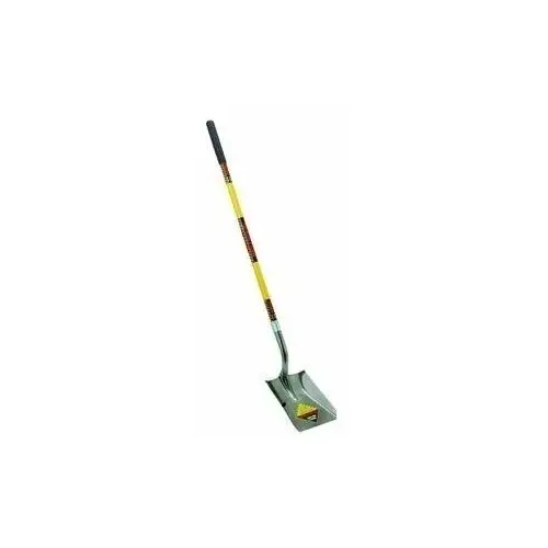 Square Point Shovel, 9-1/2 in W Blade, 14 ga Gauge, Carbon Spring Steel Blade, Fiberglass Handle Yellow