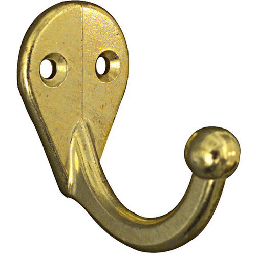 V162 Cloth Hook, 35 lb, 1-Hook, Zinc, Brass - pack of 2