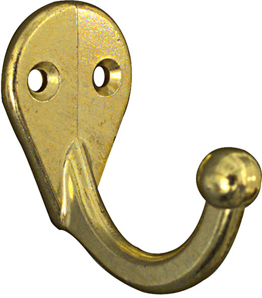 National Hardware N199-182 V162 Cloth Hook, 35 lb, 1-Hook, Zinc, Brass - pack of 2