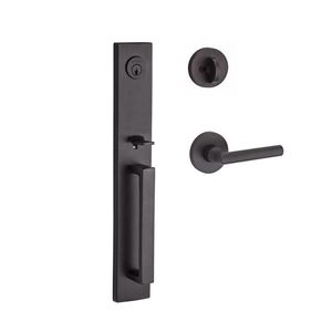 Single Cylinder Santa Cruz Handleset Tube Lever and Contemporary Round Rose with 6AL Latch and Dual Strike Venetian Bronze Finish