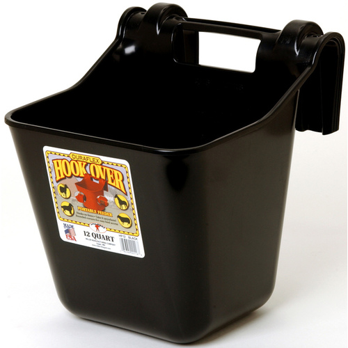 Little Giant HF12BLACK Hookover Bucket Feeder DuraFlex 12 qt For Livestock Black