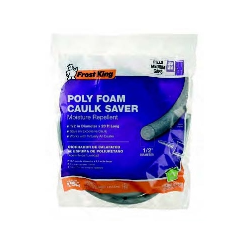 Caulk Saver Gray Poly Foam For Gaps and Openings 20 ft. L X 0.5" Gray