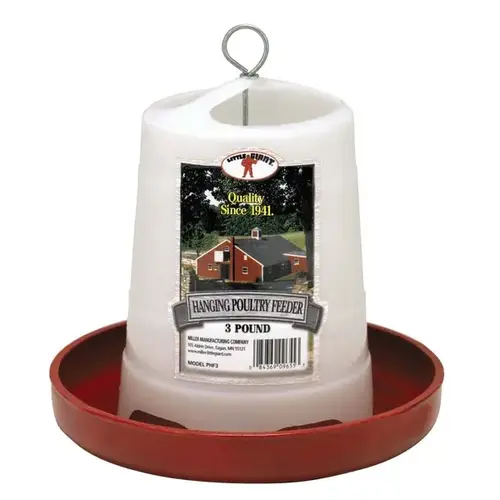 Poultry Feeder, 3 lb Capacity, Plastic Red