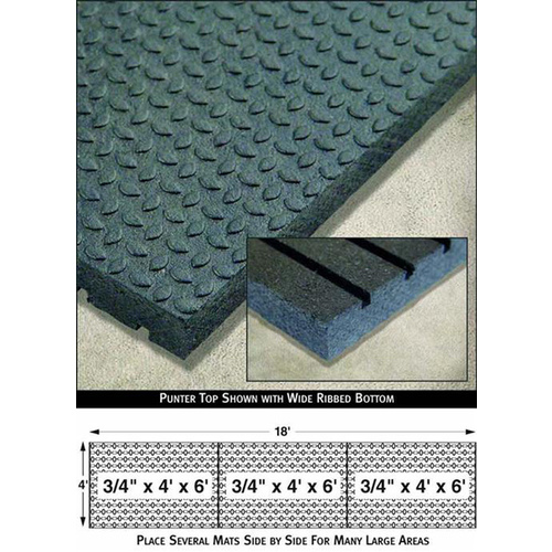 NORTH WEST RUBBER 22613300 Heavy Rubber Stall Mat 4' x 6' x 3/4" (Punter Pattern)