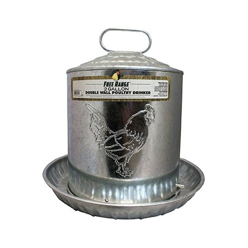 Poultry Drinker Double-Wall Galvanized Steel, 2-Gal.