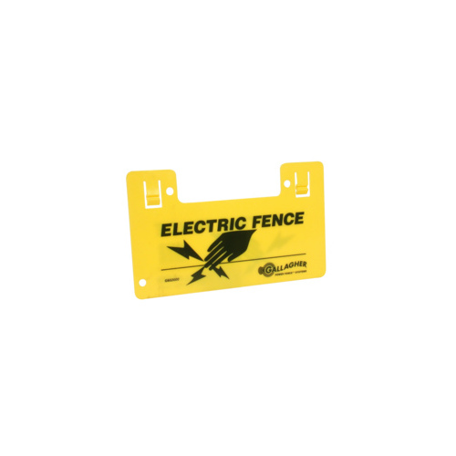 Gallagher G602404 Warning Sign, ELECTRIC FENCE, Black Legend, Yellow Background, 9-1/2 in L, 5-1/2 in W