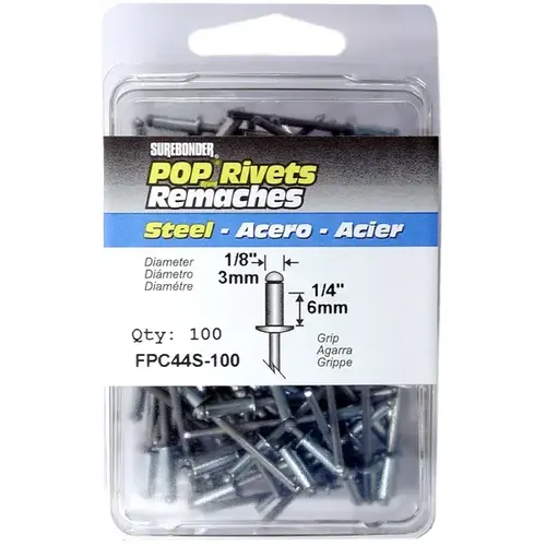 FPC Corporation FPC44S-100 Surebonder Steel POP Rivets 1/8" pack of 100