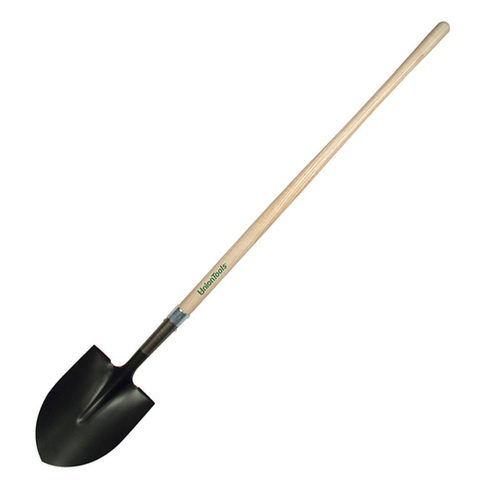 Shovel, 8-3/4 in W Blade, 16 ga Gauge, Steel Blade, Hardwood Handle, Straight Handle, 33 in L Handle Black